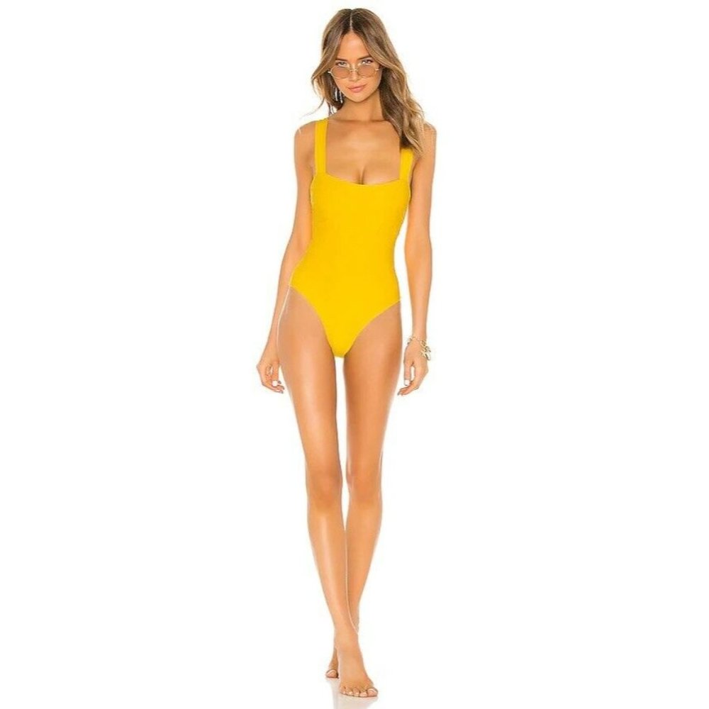 Tularosa Flirty One Piece Golden Yellow Swim Resort Beach M NWT $118